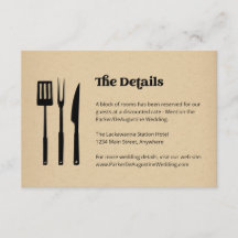 BBQ Boda Información Detalles Tarjeta de Gabinete