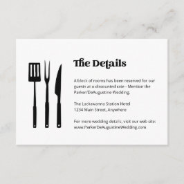 BBQ Boda Información Detalles Tarjeta de Gabinete