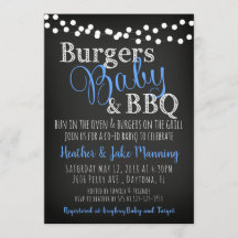 BBQ Burgers Baby Coed Boy Invitación de Baby Showe