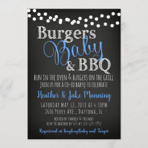 BBQ Burgers Baby Coed Boy Invitación de Baby Showe