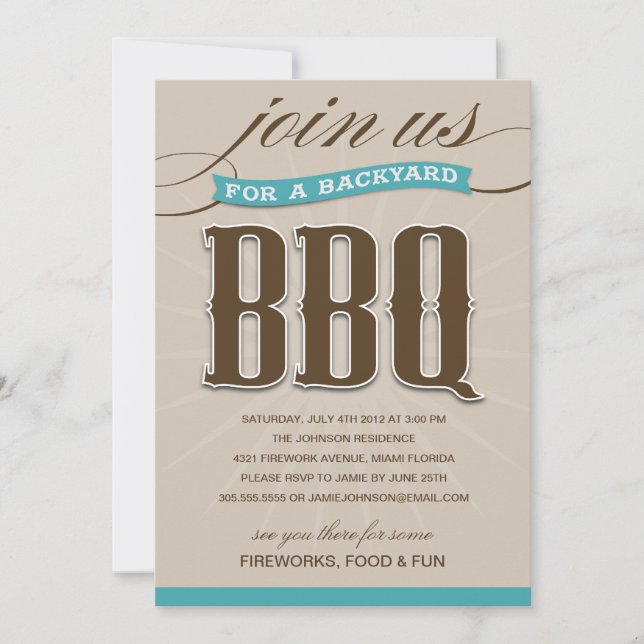 BBQ DE BACKYARD| INVITACIÓN DE LAS PARTES (Anverso)