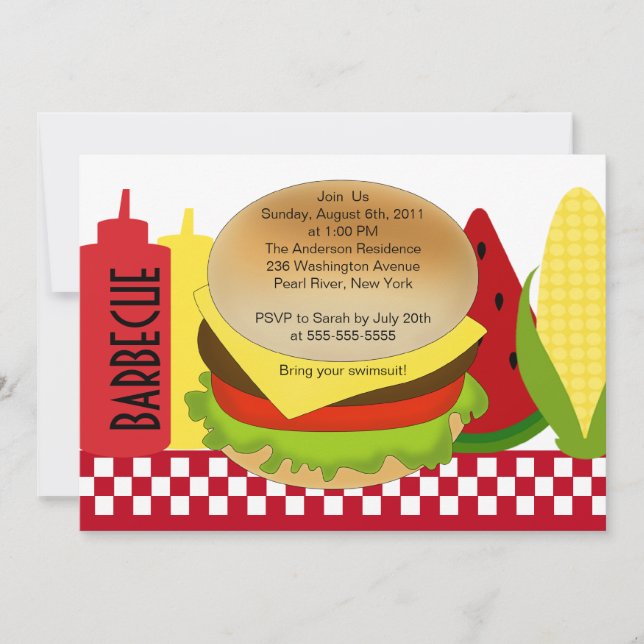 Bbq de la invitación de la barbacoa del fiesta del (Anverso)