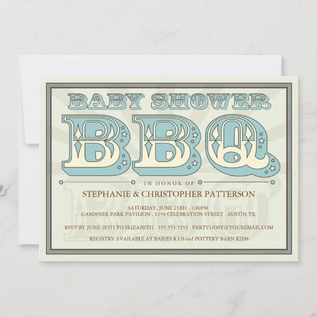 Bbq pasado de moda de Baby Shower en la invitación (Anverso)