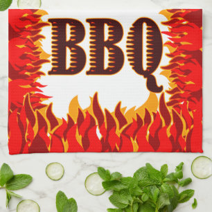 BBQ Red Flames Kitchen Toalla