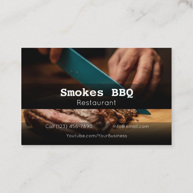BBQ Restaurant Grill Smoke Empresa Tarjeta de Nego (Reverso)