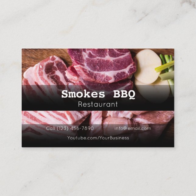 BBQ Restaurant Grill Smoke Empresa Tarjeta de Nego (Reverso)