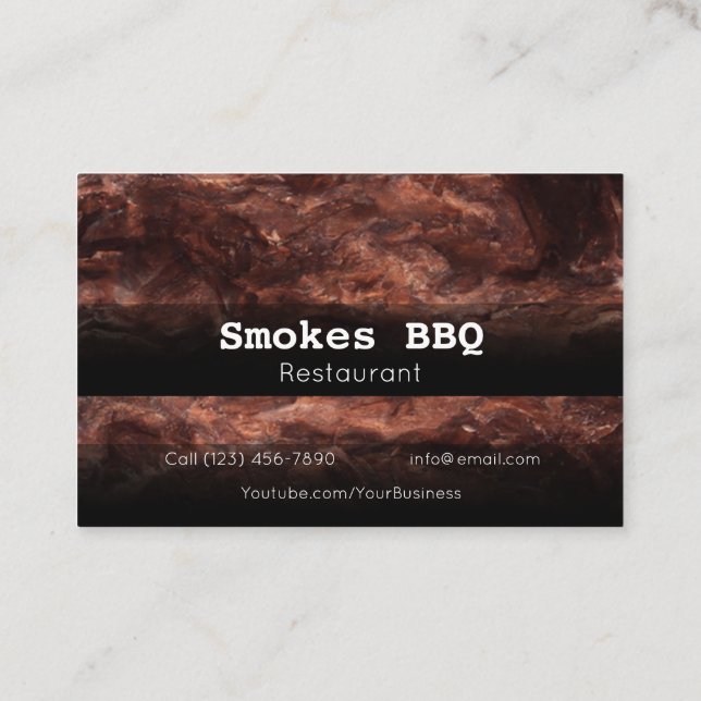 BBQ Restaurant Grill Smoke Empresa Tarjeta de Nego (Reverso)