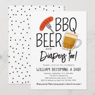BBQ y Beer Baby Shower Invitación acuarela
