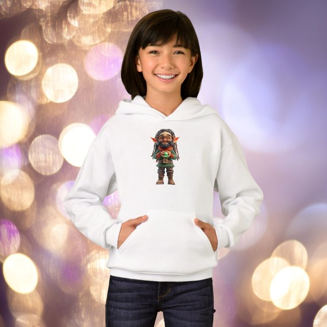 Be Happy Navidades Elf Chica Hoodie (Subido por el creador)