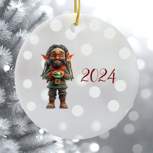 Be Happy Navidades Elf Ornamento cerámico