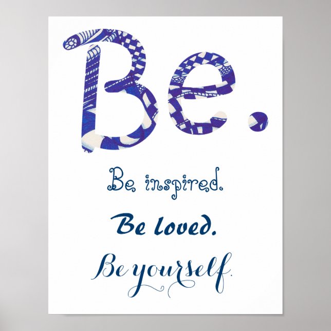 Be. inspirado te amó posters blancos azules (Frente)