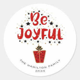Be Joyful Red Gift Box Pegatina