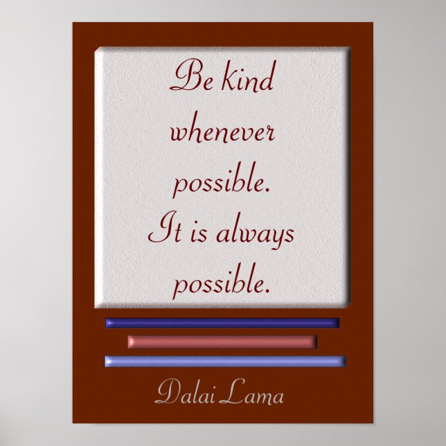 Be Kind - cita del Dalai Lama - impresión de arte (Frente)
