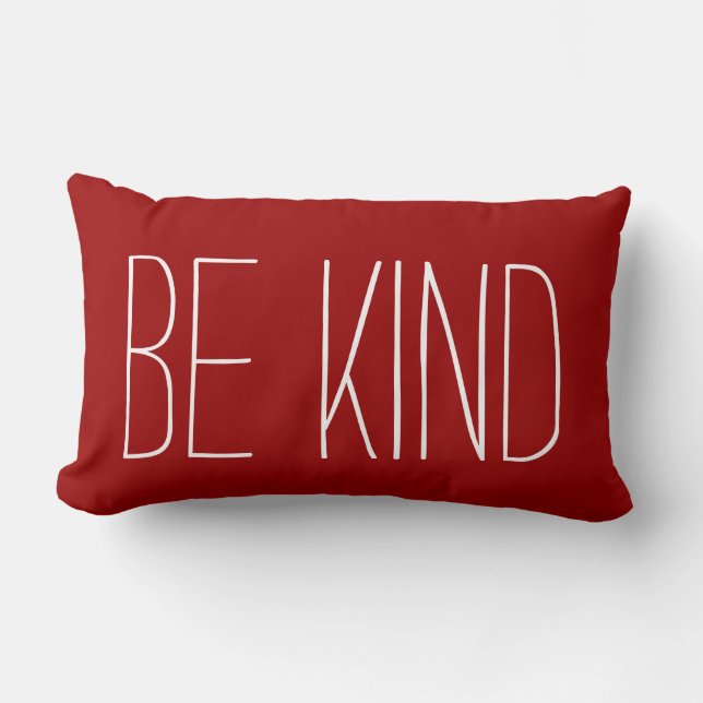 Be Kind, texto blanco sobre la almohada crimson lu (Anverso)