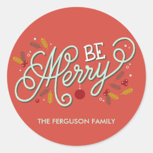 Be Merry Christmas Holiday Pegatinas