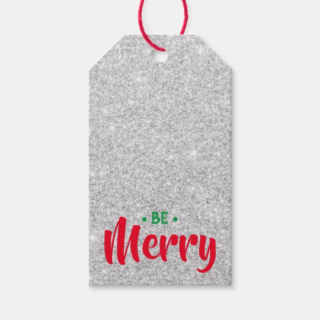 Be Merry Silver Purpurina Navidades etiqueta de re (Anverso)