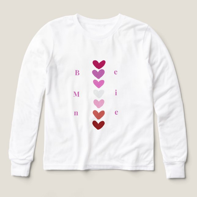 Be Mine Minimal Heart Stack Valentine T-Shirt (Diseño frontal)