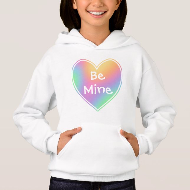 Be Mine Pastel Rainbow Heart Chicas Hoodie (Anverso)