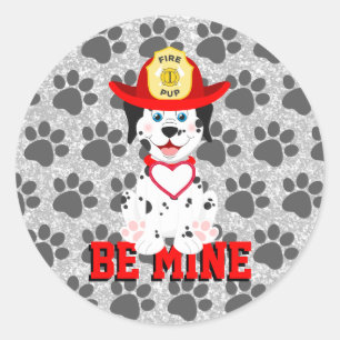 Be Mine Puppy Valentine Classic Pegatinas redondos