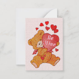Be Mine Teddy Bear Valentine Mini Niños Tarjetas