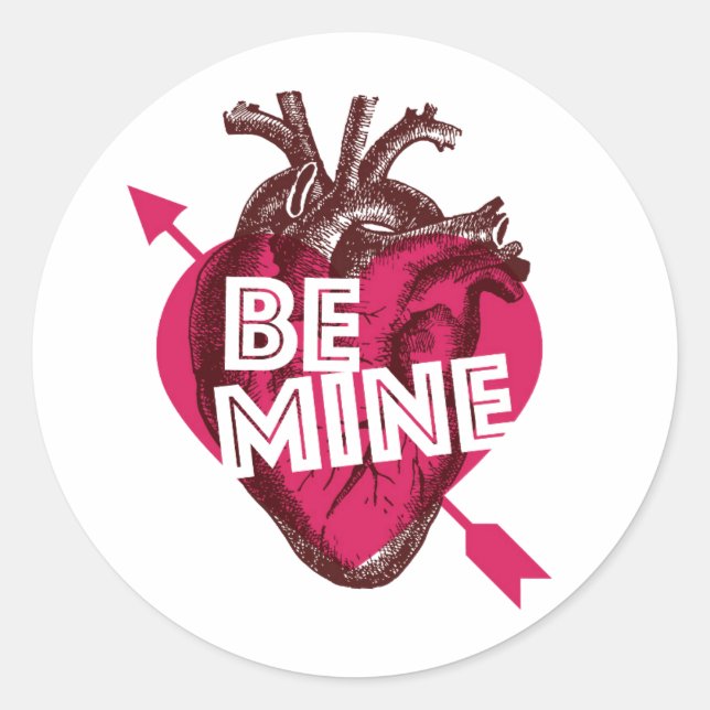 Be Mine Valentine Heart Pegatina (Anverso)