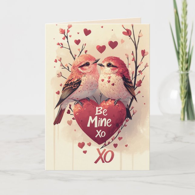 Be Mine XoXo Dos Aves de Amor Tarjeta de San Valen (Anverso)