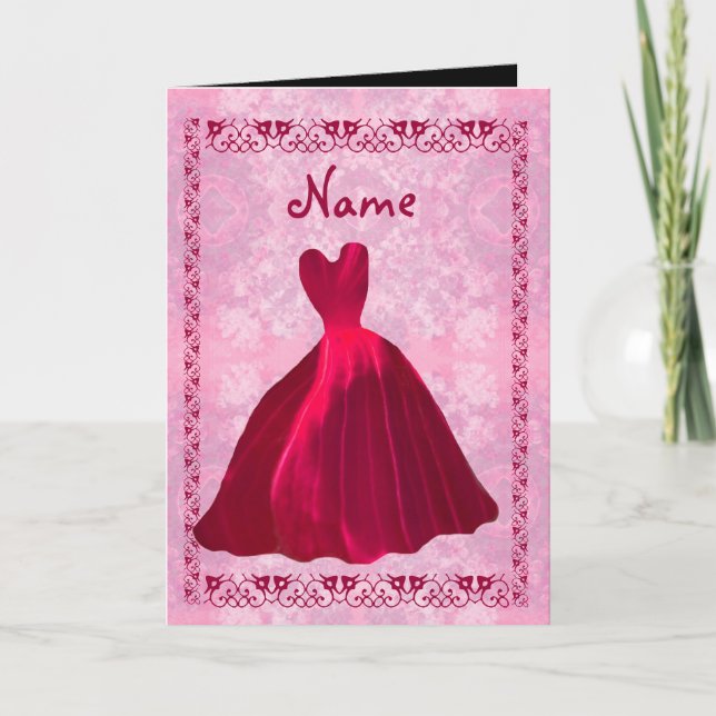 Be My Bridesmaid Invitación - RED Gown with Lace (Anverso)