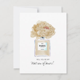 Be my matron de honor Champagne Peony Perfume Card