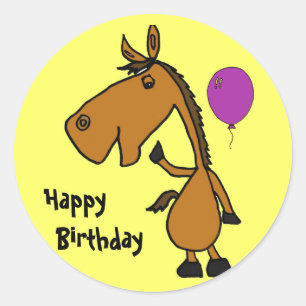 BE - Pegatinas divertidos de cumpleaños de caballo