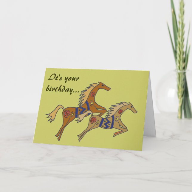 BE- Tarjeta de cumpleaños de caballos Galloping (Anverso)