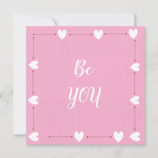 Be You Card – Minimal Pink Inspirational Card (Anverso)