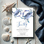 Beach 40 Invitaciones de cumpleaños Crepúsculo de<br><div class="desc">La invitación a la playa 40th Birthday de Tell A Belle enmarca los detalles de tu evento con una carpa de cangrejos de color azul. Un color que coincida adorna la parte posterior de la invitación. Una moda de playa y una opción moderna para tu fiesta de cumpleaños o cangrejo....</div>
