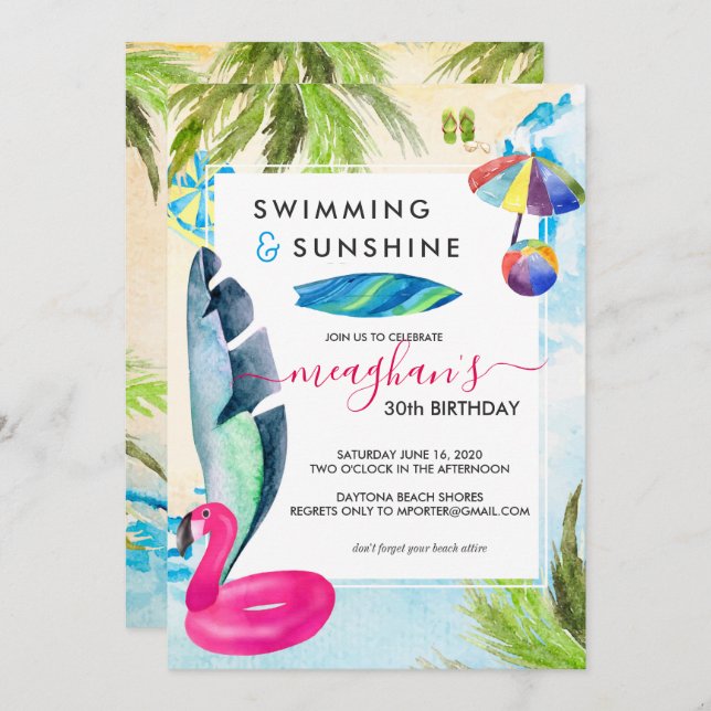 Beach Bash | Invitación a la fiesta de verano (Anverso / Reverso)