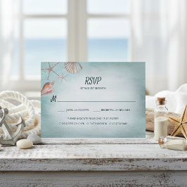 Beach Blue Seashells Comida Elección Boda RSVP