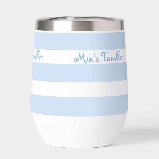 Beach Blue Strp PERSONALIZED Insulated Tumbler Cup (Trasero)