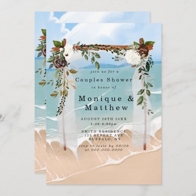 Beach Canopy Marsala Parejas Florales Ducha Invita (Anverso / Reverso)
