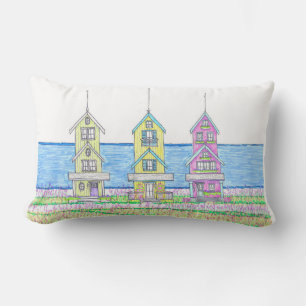 Beach Cottage Trio 2 Almohada lumbar; turquesa