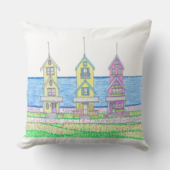 Beach Cottage Trio 2 Turquesa; almohada grande (Anverso)