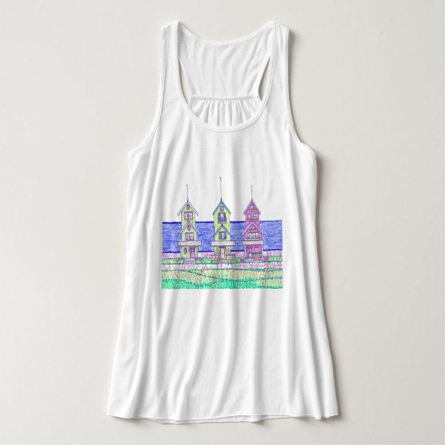 Beach Cottage Trio Flowe Tank Top (Diseño del anverso)