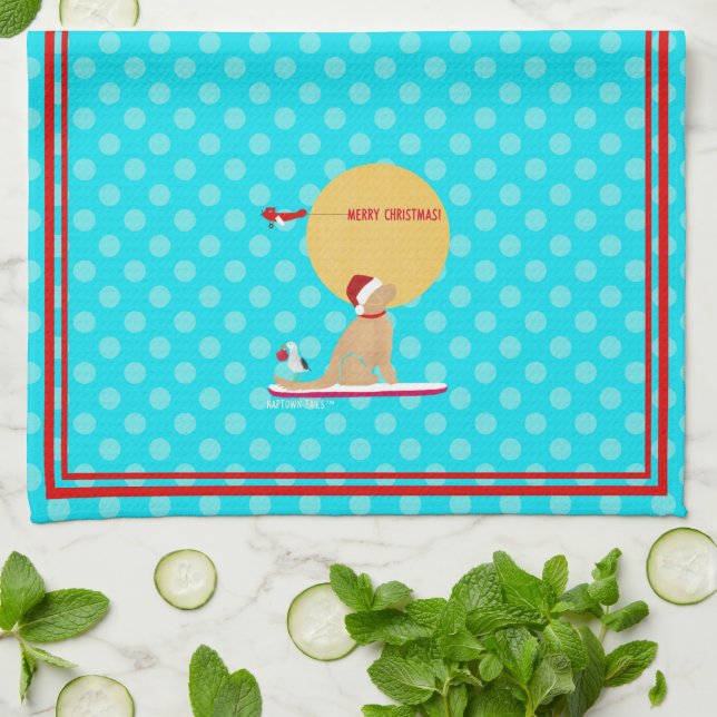 Beach Days Golden Navidades Aqua Kitchel Toalla (Doblado)