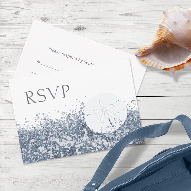 Beach Destination Blue Whimsical RSVP Card (Subido por el creador)