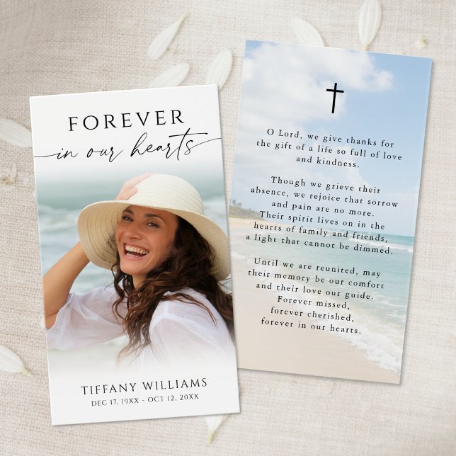 Beach Forever Hearts Photo Cross Prayer Card (Subido por el creador)