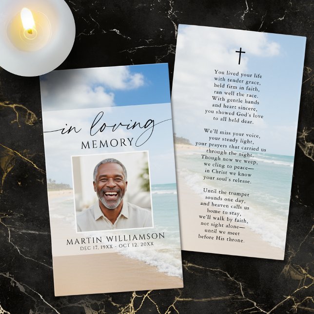 Beach Forever Hearts Photo Poem Cross Prayer Card (Subido por el creador)