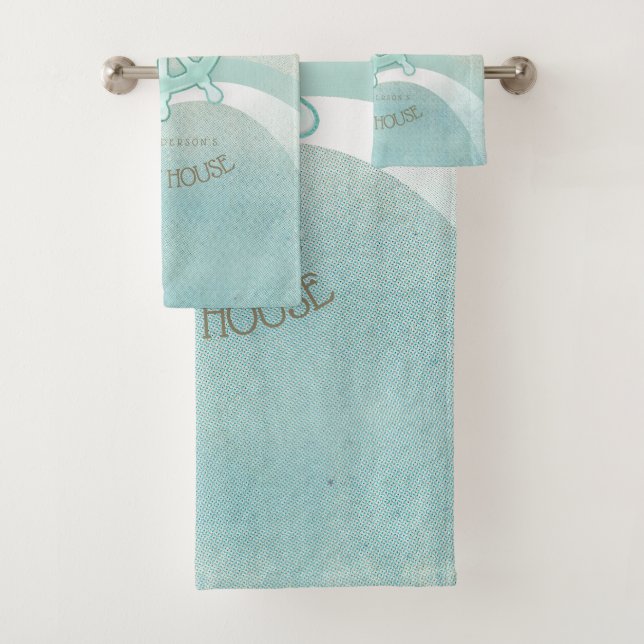 Beach House Nautical Boat Helm Aqua Blue ID623 (In situ)
