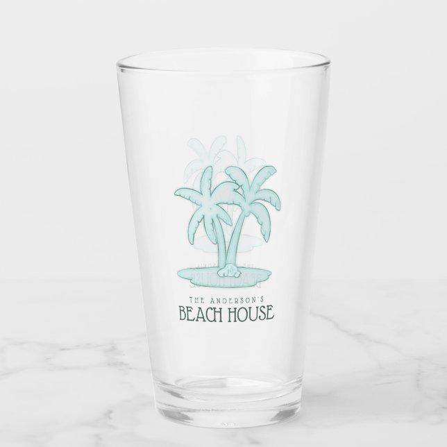 Beach House Palm Trees Aqua Blue ID623 (Anverso)