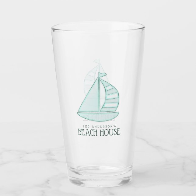Beach House Sailboat Aqua Blue ID623 (Anverso)