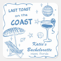 Beach Last toast Coast Bachelorette Party Pegatina