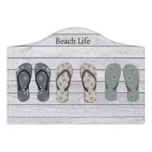 Beach Life, chanclas en el Rótulo de la puerta de 