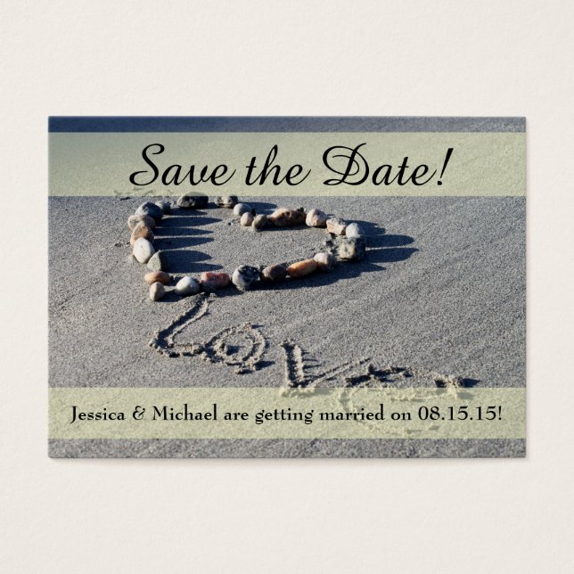 Beach Love Save the Date Business Card (Frente)