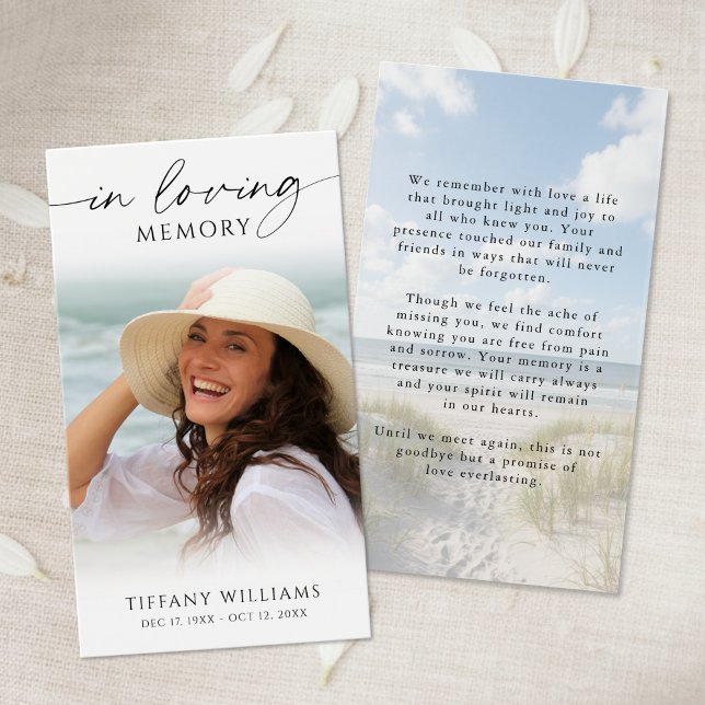 Beach Memorial In Loving Memory Photo Prayer Card (Subido por el creador)
